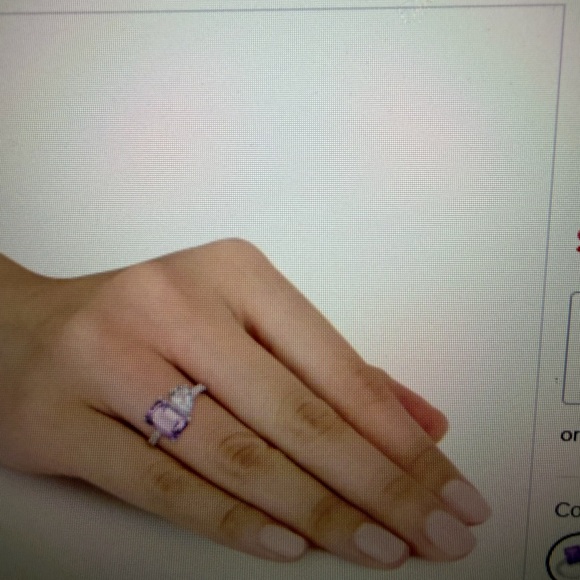 Elegant Silver Ring with Amethyst and Sky- Blue Topaz Stones.  Sterling Silver - Picture 4 of 4